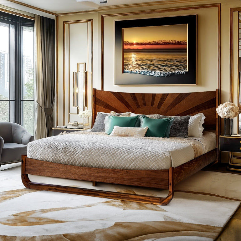 Sunset Solid Wood Bed Frame With Headboard