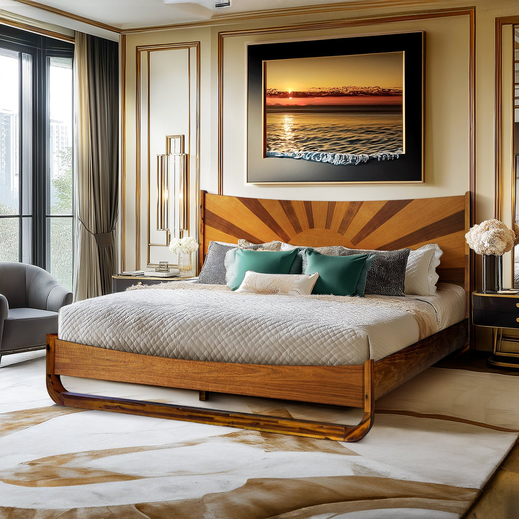 Sunset Solid Wood Bed Frame With Headboard