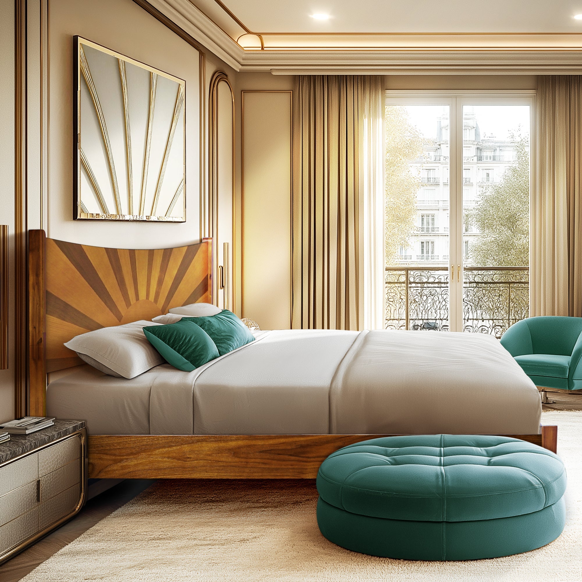 Sunset Solid Wood Bed Frame With Headboard