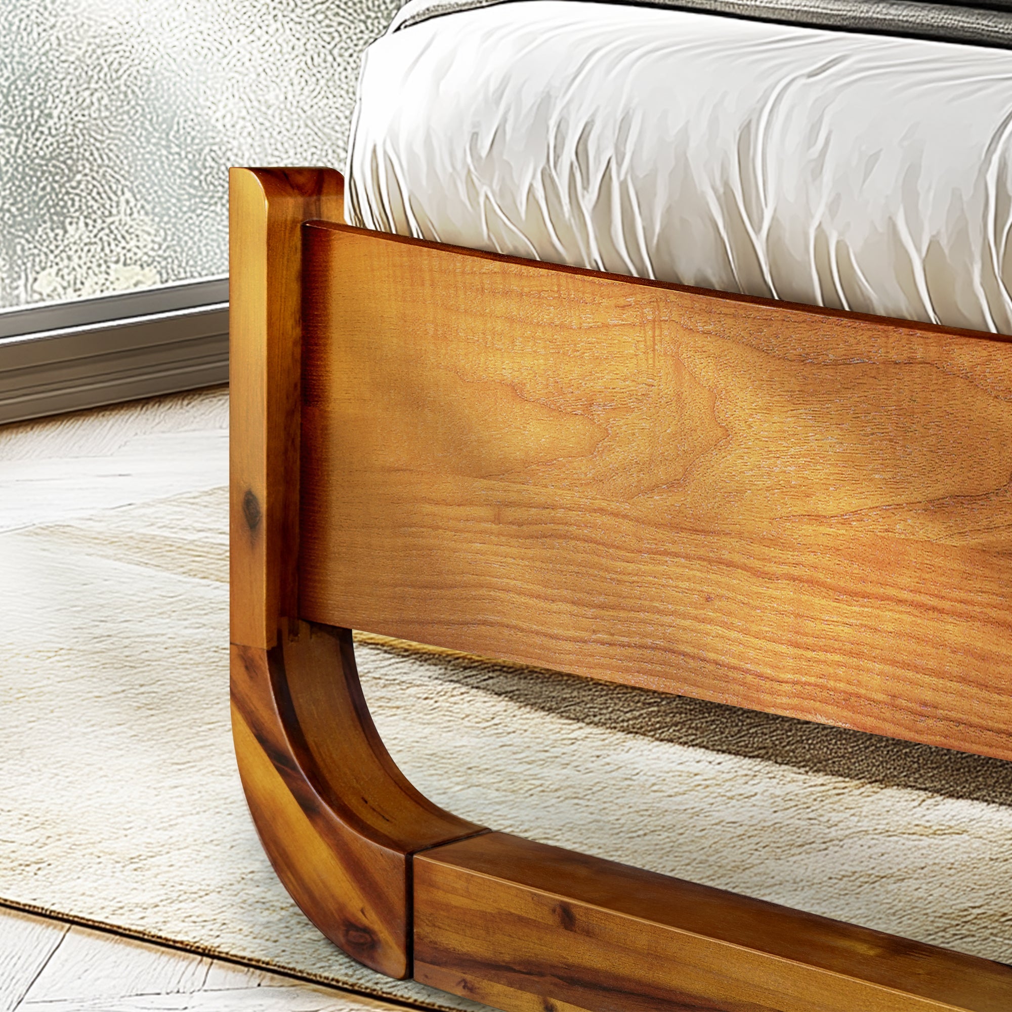 Sunset Solid Wood Bed Frame With Headboard