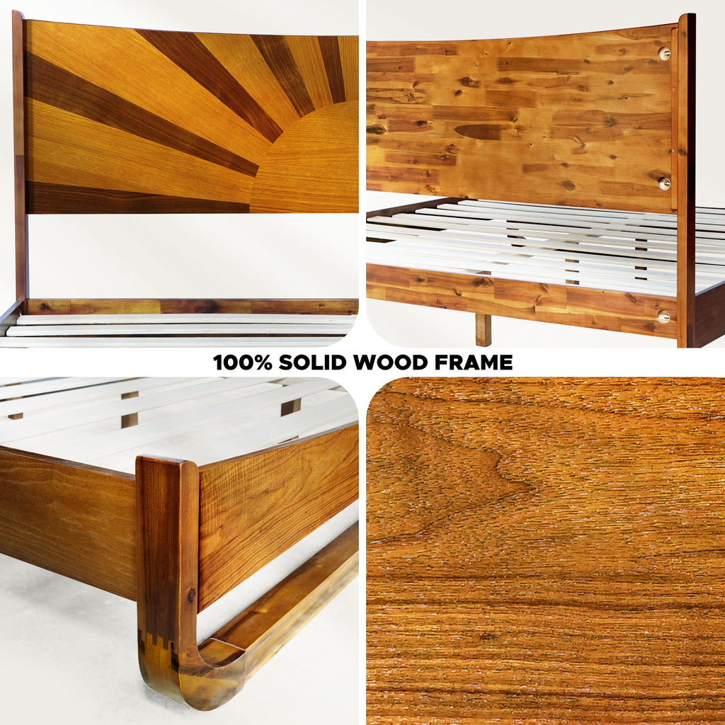 Sunset Solid Wood Bed Frame With Headboard