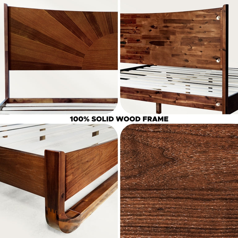 Sunset Solid Wood Bed Frame With Headboard