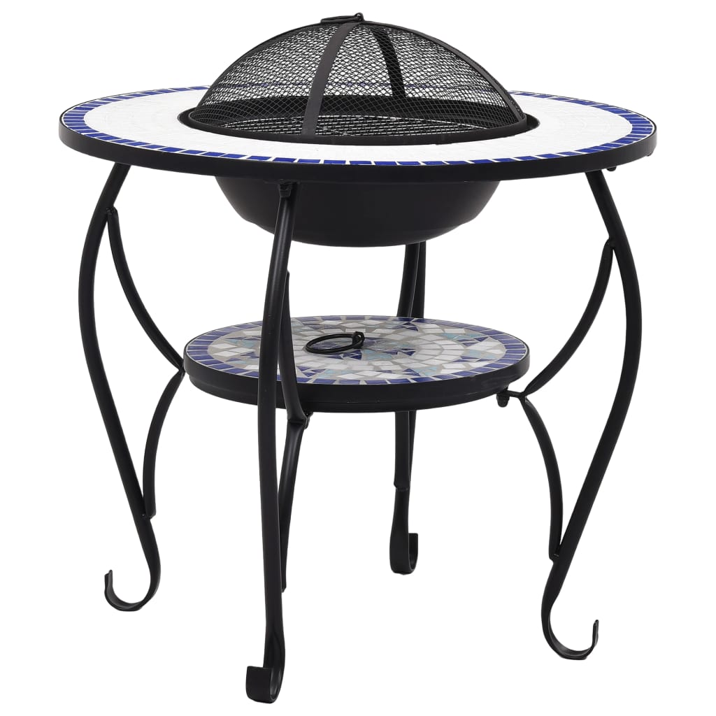 NNEVL Mosaic Fire Pit Table Blue and White 68 cm Ceramic