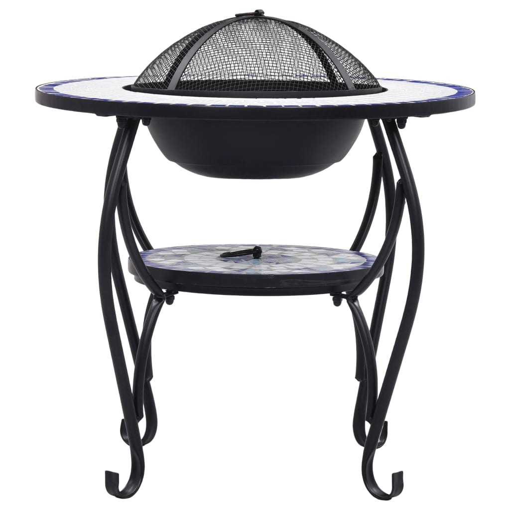 NNEVL Mosaic Fire Pit Table Blue and White 68 cm Ceramic