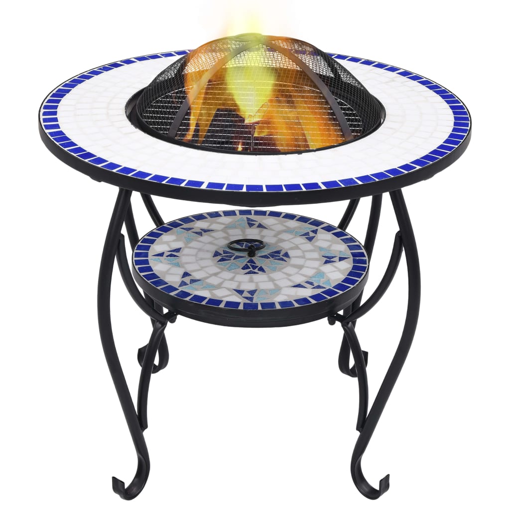 NNEVL Mosaic Fire Pit Table Blue and White 68 cm Ceramic