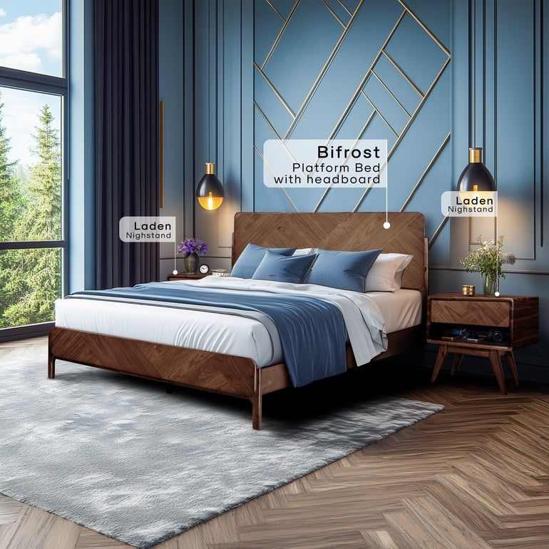 Laden Handcrafted Solid Wood Nightstand