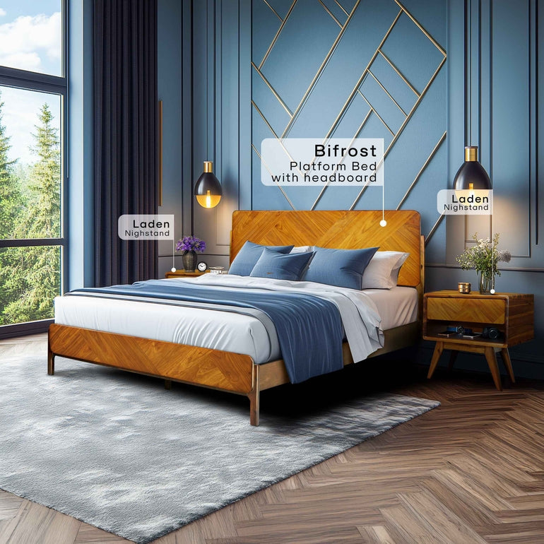 Laden Handcrafted Solid Wood Nightstand