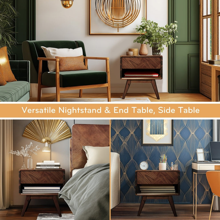 Laden Handcrafted Solid Wood Nightstand